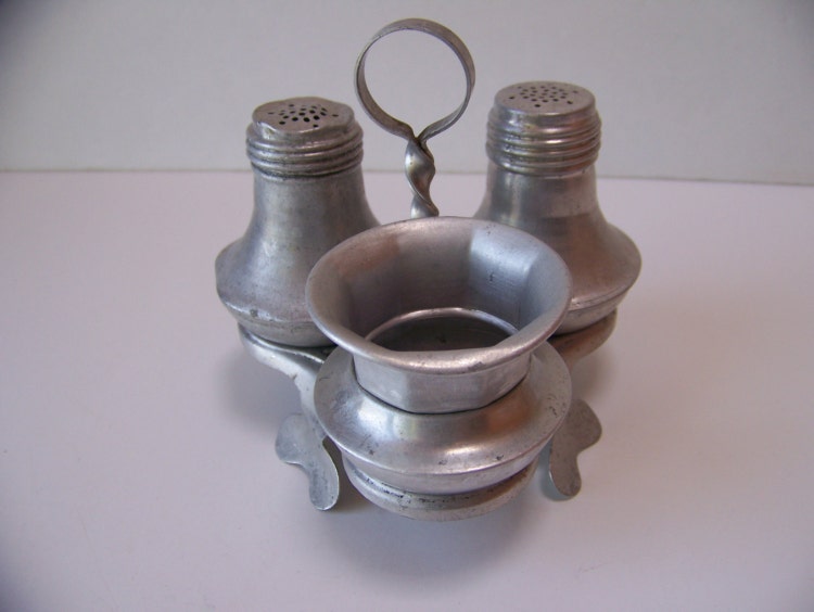 Vintage Aluminum Salt and Pepper Shakers and by lesaestes on Etsy