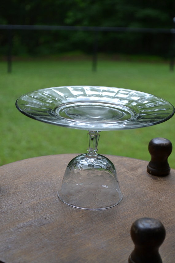 Glass Cake Stand Clear Glass Cupcake Stand Cake by LittlestSister