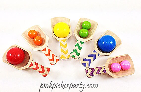 6 Mini Chevron Wooden Scoops,Pick the Colors, Candy Buffet, Wedding, Kid's Birthday Il_570xn