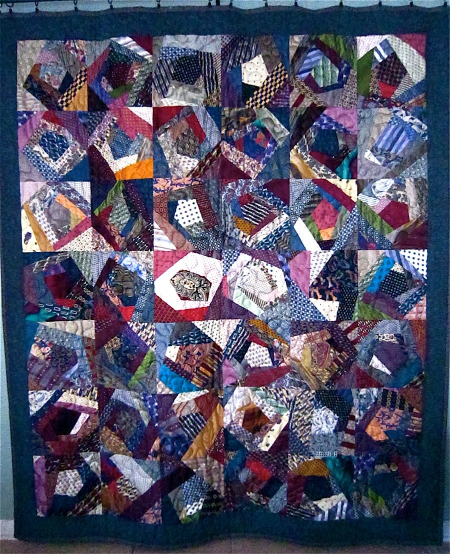 On SALE Art Quilt Crazy Quilt Repurposed Vintage Neckties One