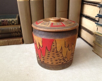 Vintage Wood Tobacco Jar // Artisan