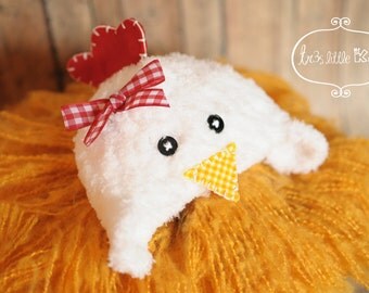 Chicken Hat,Rooster hat, hen hat baby, Newborn Hat,newborn baby boy, newborn baby girl -White,yellow,Red -Spring prop - Made to Order