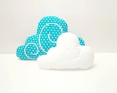 Cloud Pillow Set (2)  - Nursery Decor - Kid Pillow -Turquoise - White