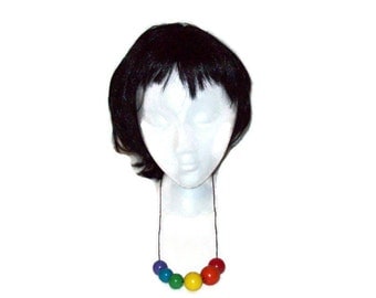 Gay Pride Necklace - Rainbow -Lesbian - Gay - Transgendered - LGBTQ - Colorful - Bright - Wooden Beads