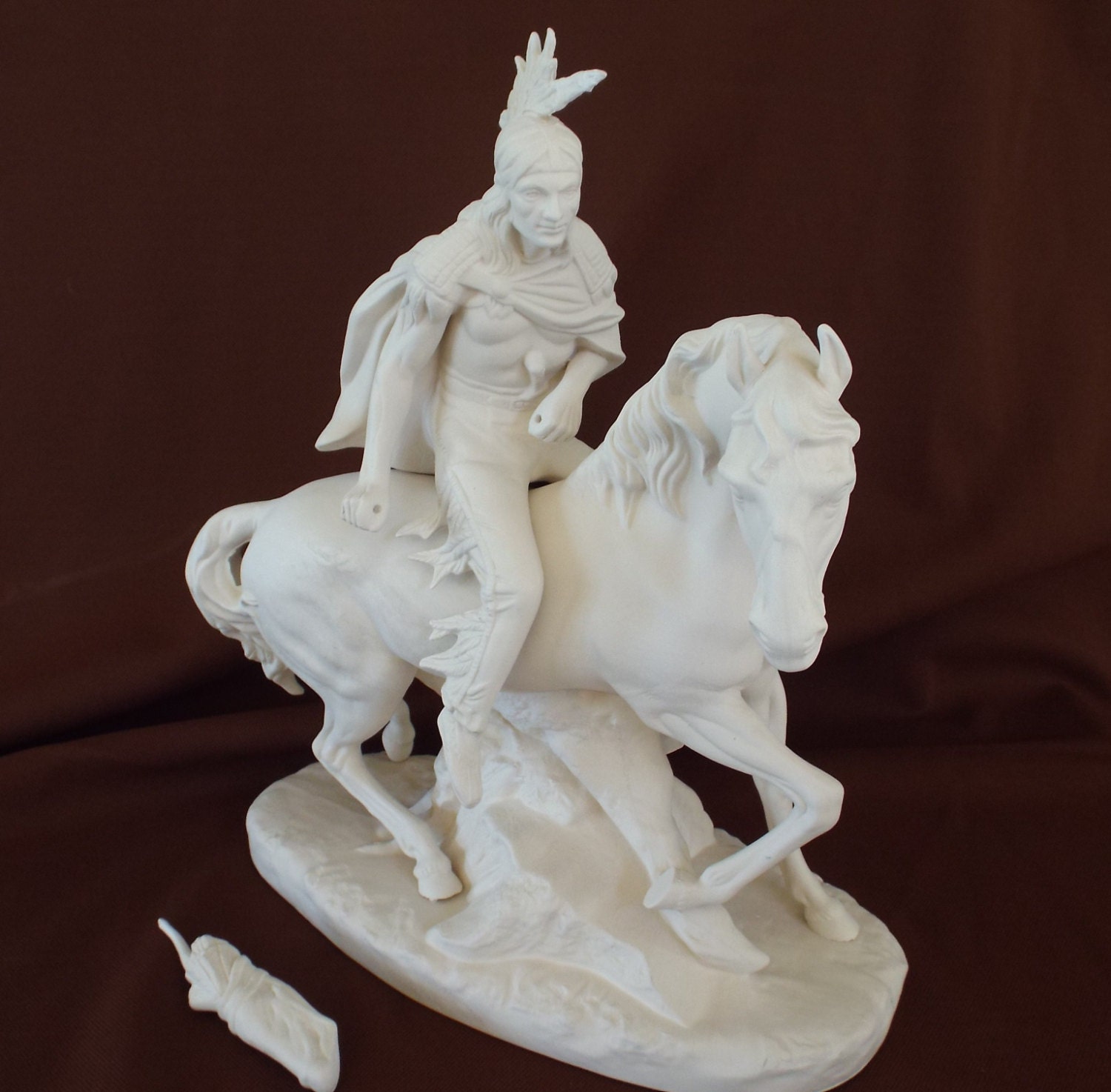 Ceramic Bisque Indian Rider Horse Figurine by VeronikasAttic