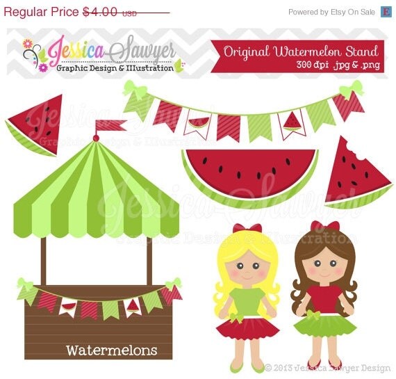 50% OFF - INSTANT DOWNLOAD, watermelon clipart, fruit clip art, for commercial use, invitations, greeting cards Il_570xn