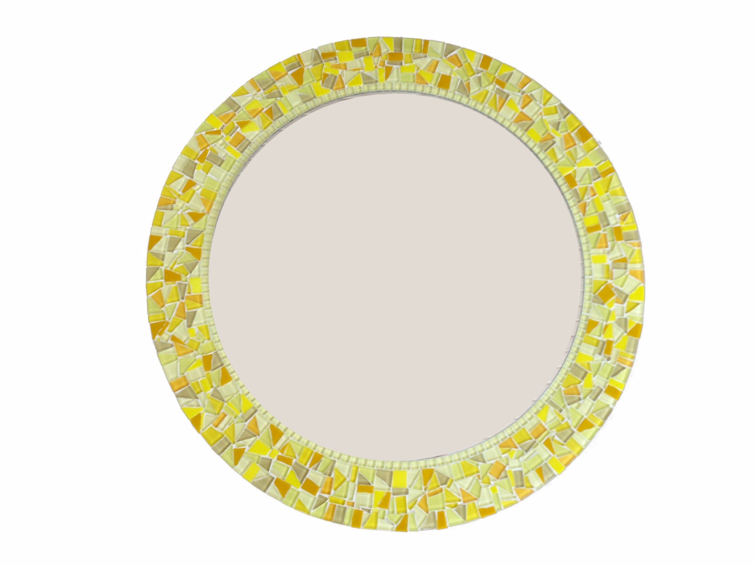 Yellow Round Mosaic Wall Mirror