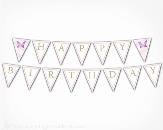 Purple Birthday Banner PRINTABLE DIY by CharmingPrintables