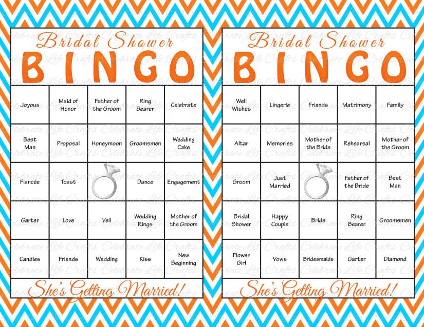 100 bridal shower bingo cards diy printable party game bridal shower