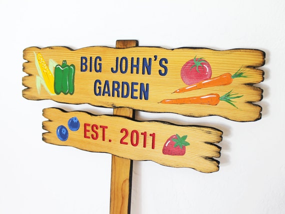 garden  painted Sign signs routed,  Sign, rustic CUSTOM Vegetables, GARDEN  Rustic, hand custom Name