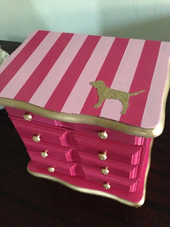 Vintage Jewelry Box Hand Painted And Decoupaged in