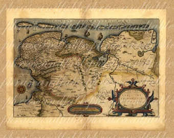 Map Of Northeast Netherlands From 1500s Drachten Leeuwarden Sneek Heerenveen Dutch Holland Cartography Vintage Digital Image Download 312