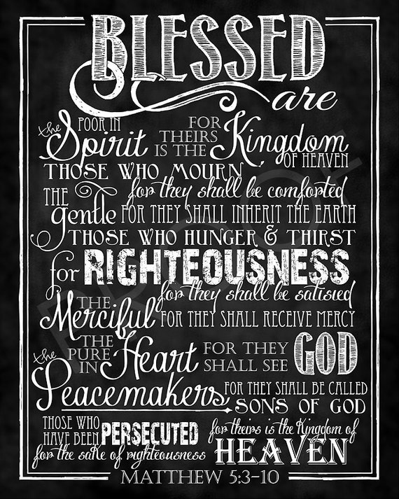 Scripture Art Matthew 5:3-10 Chalkboard Style