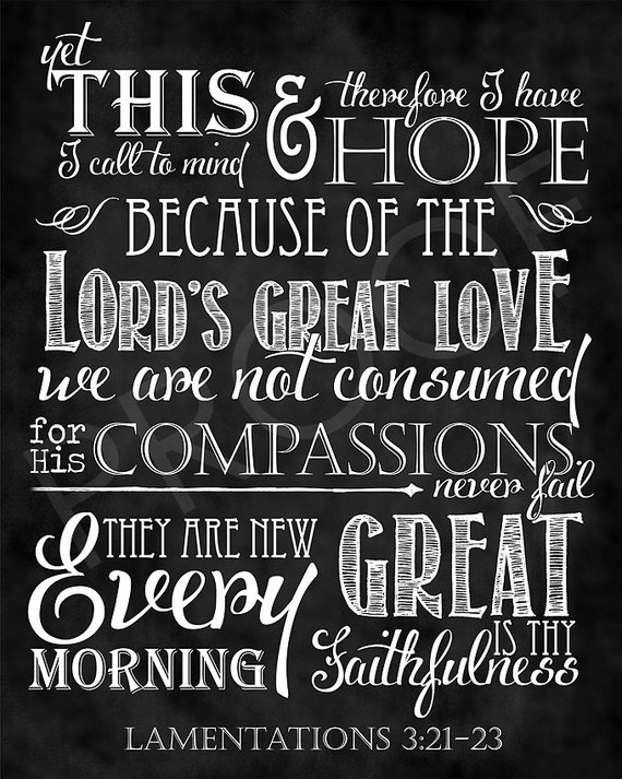 Scripture Art Lamentations 3:21-23 Chalkboard Style