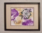 Peace Mixed Media Fantasy Painting; Poinsettia Watercolor; Original unframed inspirational art; Flower Power Art