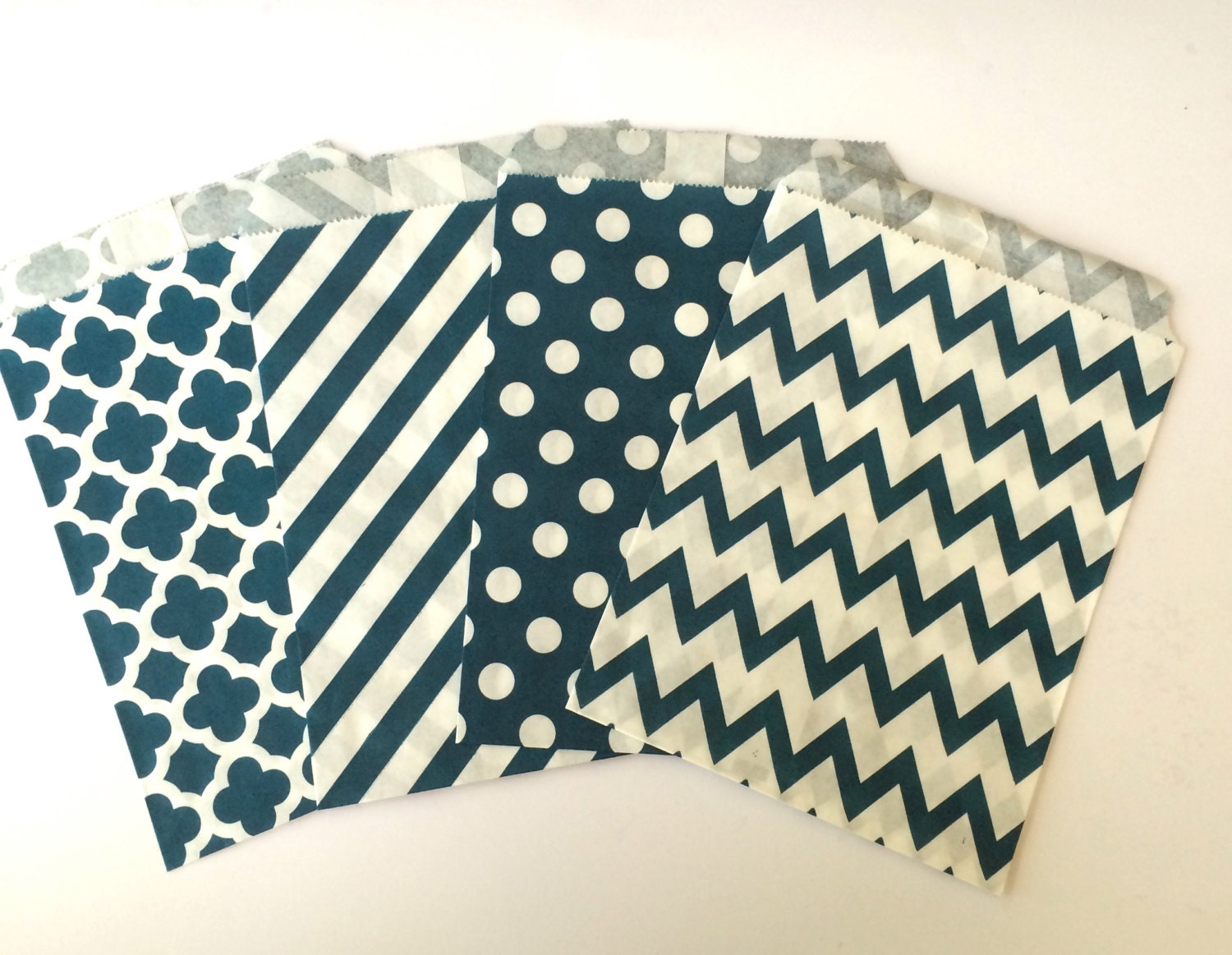 Navy Party Favor Bags 5x7 Paper Treat Bags Blue Candy