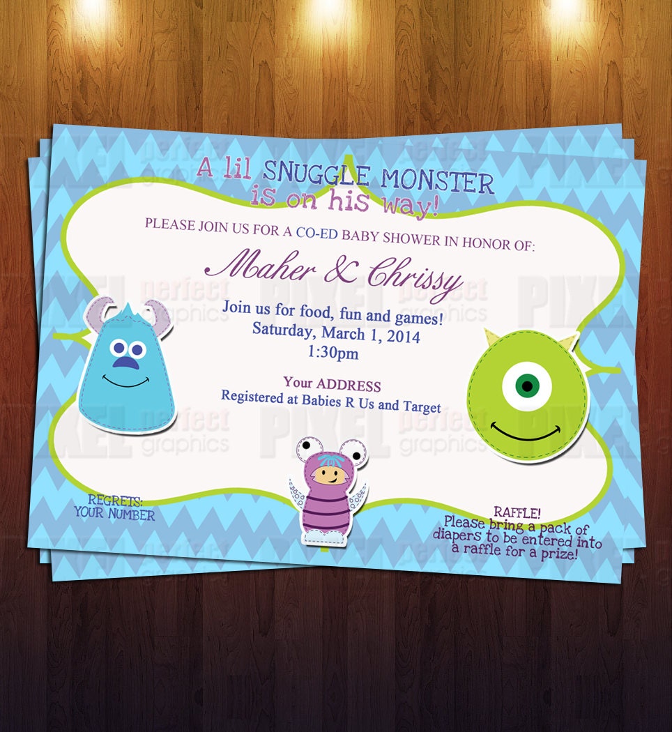 Monsters Inc. Baby Shower Invite Ready to by PixelPerfectGraphics