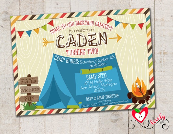 Camping Invitation Backyard Campout Invite DIY by thelovelyapple