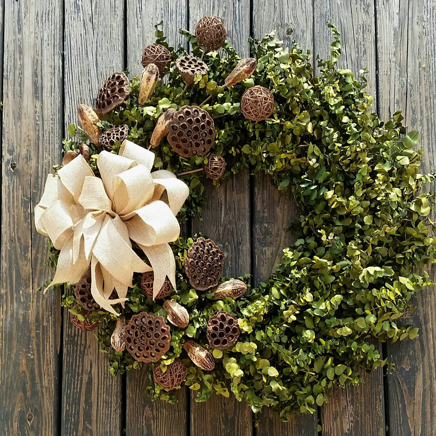 Wreath 36 inch Dried Flower Wreath Eucalyptus Wreath