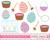 50% OFF - Easter Eggs Paint Brush Dye Cute Clip Art - Commercial Use - Scrapbooking Invitations Cards - Instant Download Il_170x135