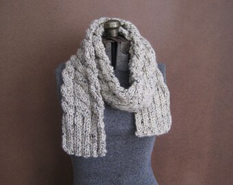 Chunky Cream Cable Knit Scarf - The Rainier - MADE TO ORDER