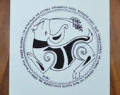 2 Nordic Animal Prints of Hand Drawn Illustration Designs with Rune Poems - Goat, Chicken, Horse, Sheep, Duck