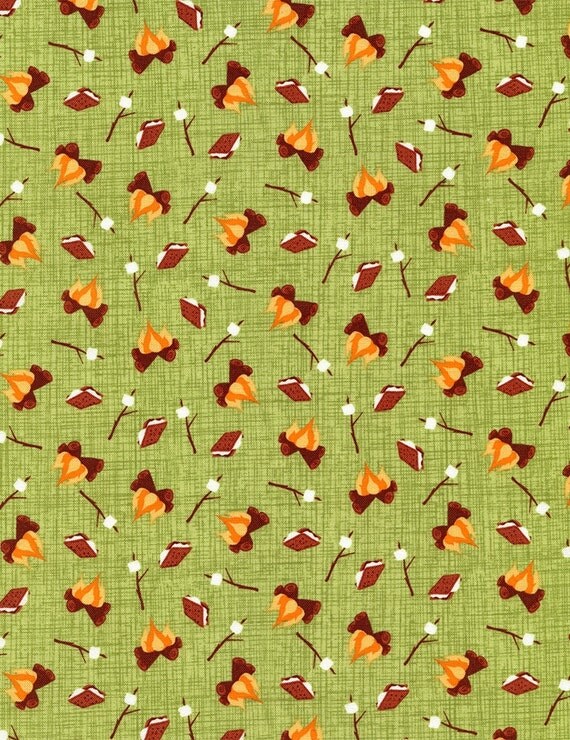 Timeless Treasures Under the Stars S'mores in Green by the Yard