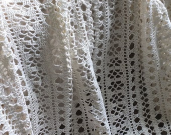 Antique French handmade crochet lace bedspread textile rescue TO BE ...