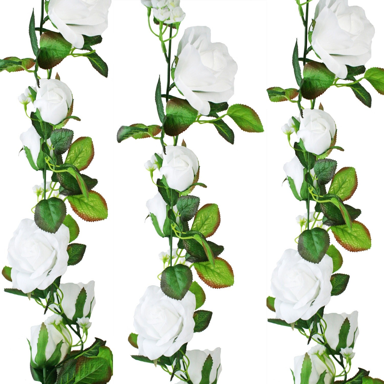 White Silk Rose Garland Wedding Decoration