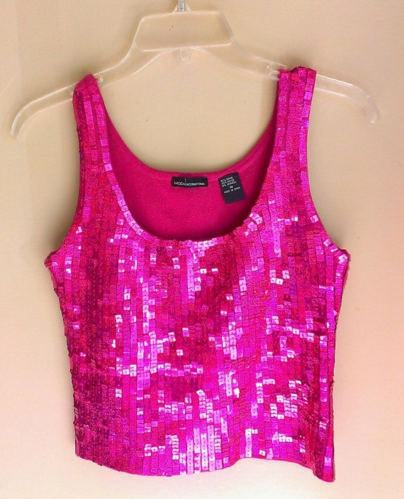 Vintage Moda International Hot Pink Sequin Sleeveless by jnh5855