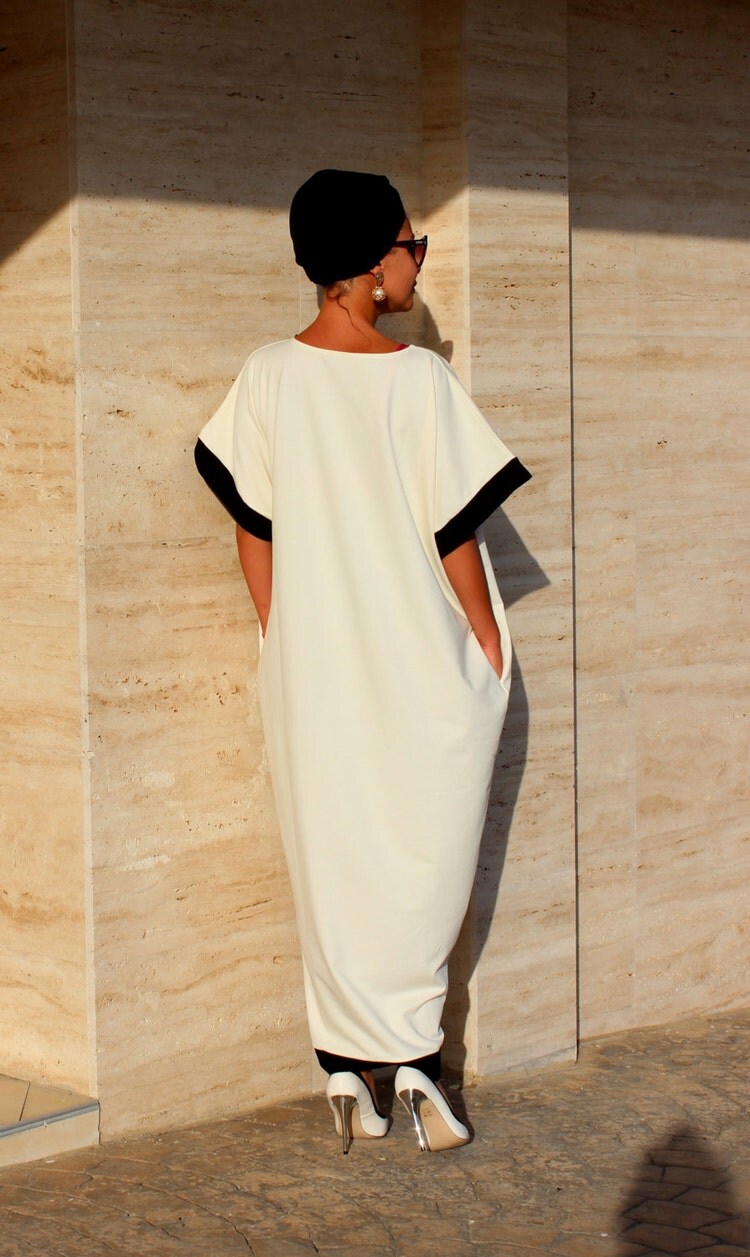 black and white caftan