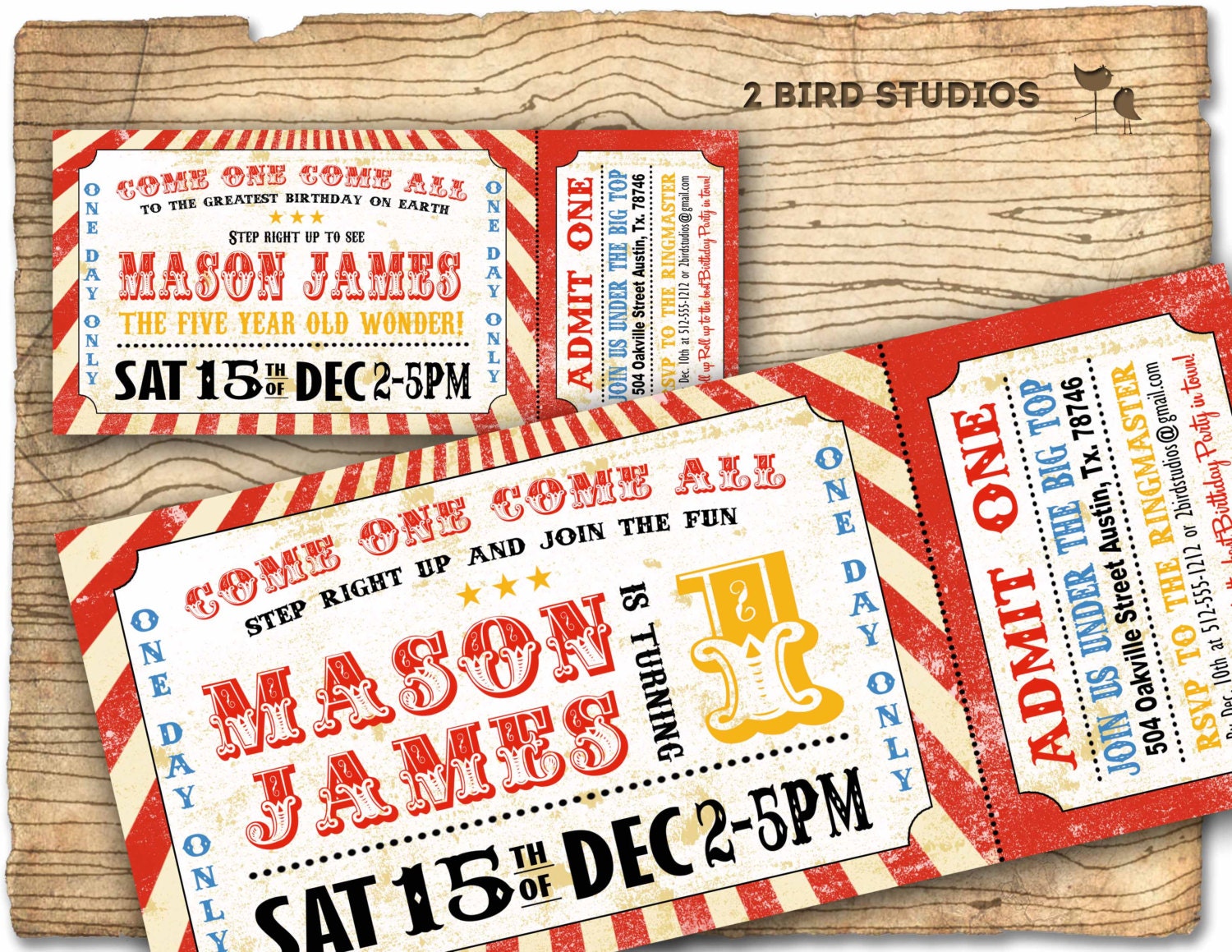 Circus invitation Vintage circus birthday by 2birdstudios on Etsy