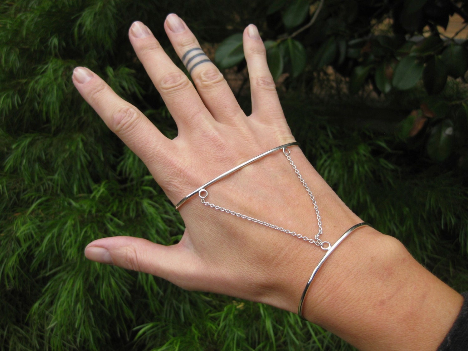 Sterling Silver Hand Cuff / Palm Bangle