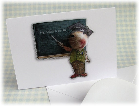 Teacher Greetings Card Hamster Cute Professor Lecturer Lesson