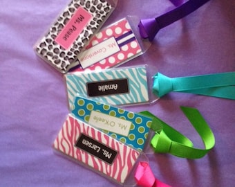 Personalized Bookmarks - zebra book marks, leopard bookmarks, polka dots or stripes bookmarks
