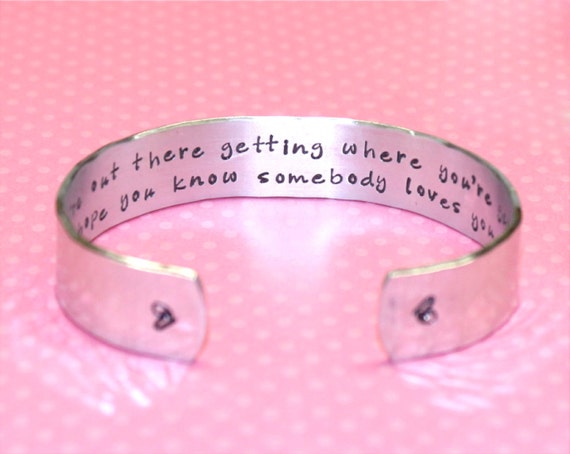 Graduation Gift | Promotion Gift | Friend Gift | Goodbye Gift | While you're out there... Custom Hand Stamped Cuff Bracelet by Korena Loves