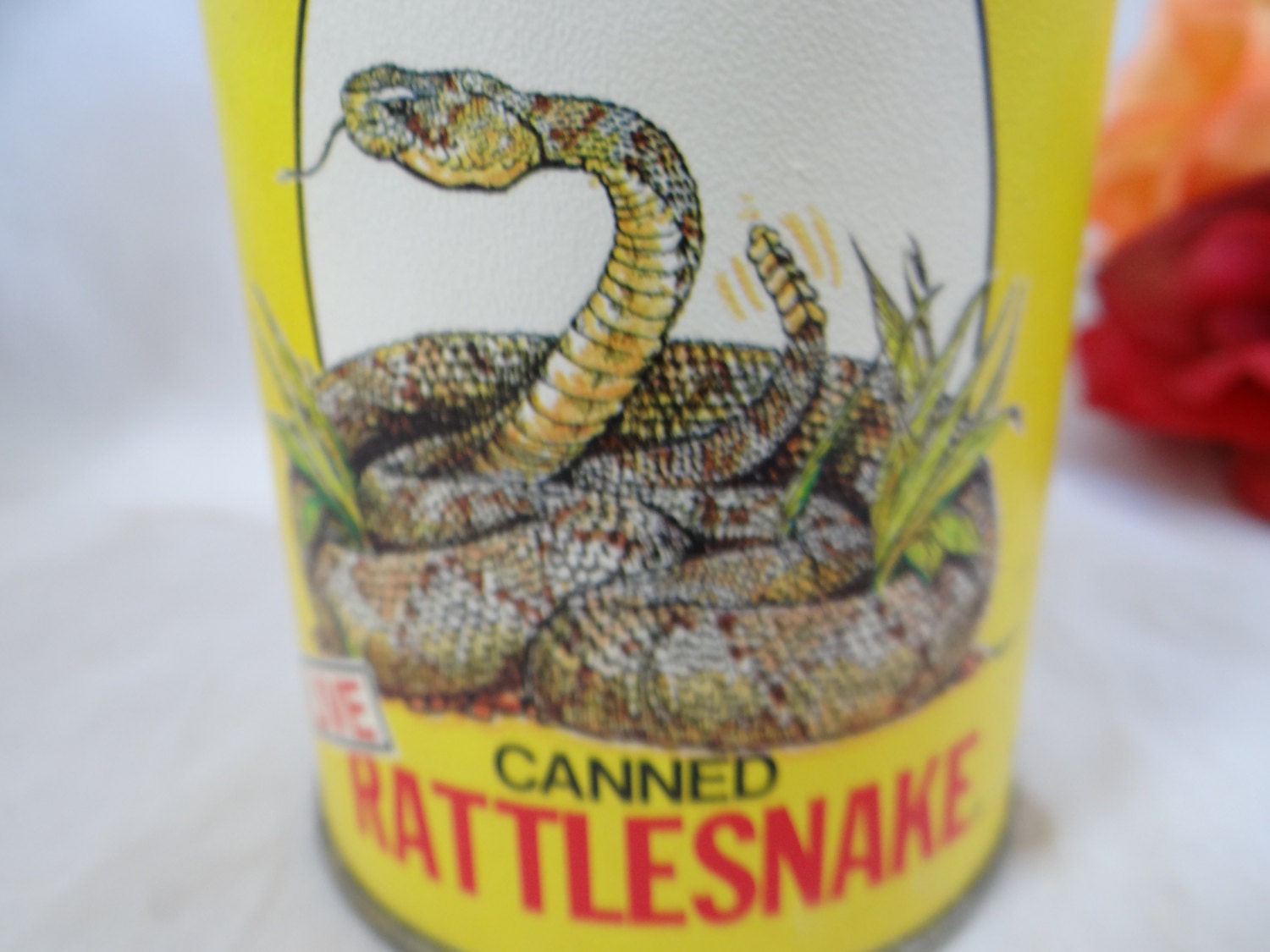 Vintage Shakers Original Live Canned Rattlesnake Can Gag