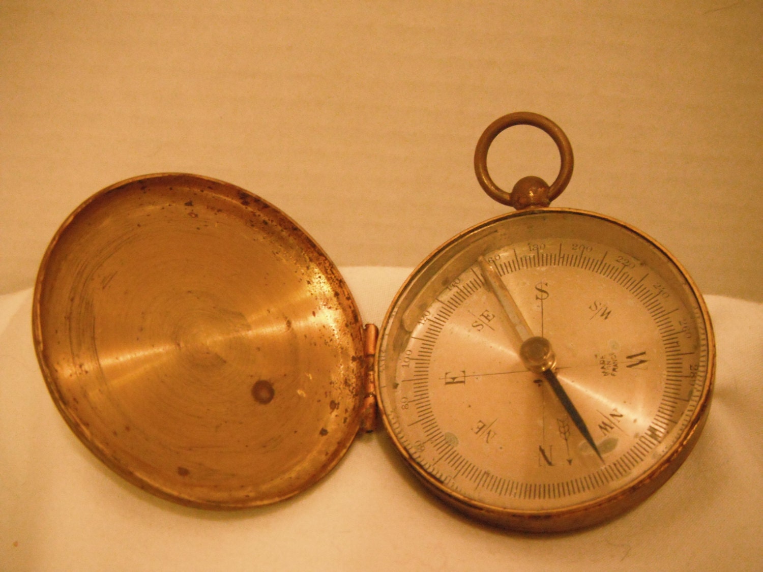Antique pocket compass made in France by yonderyears on Etsy