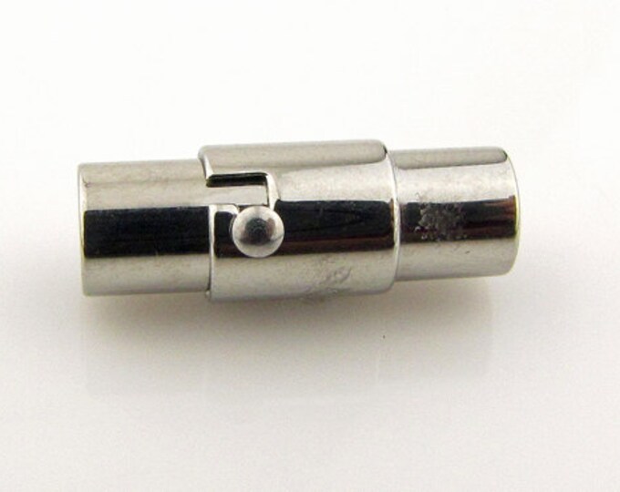 Magnetic clasp, 4mm hole,stainless steel,17.5mm x 6mm, locking, 2 clasps