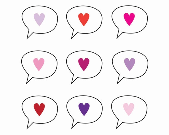 60% OFF SALE Digital Love Clip Art Clipart Comic Book Clipart Pink, Red Purple Mother's Day Clipart Commercial and Personal Use Il_570xn