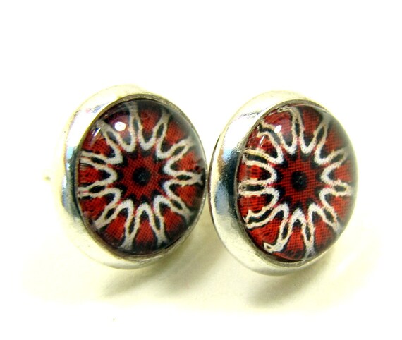 Items similar to Red post stud earrings, everyday casual earrings ...
