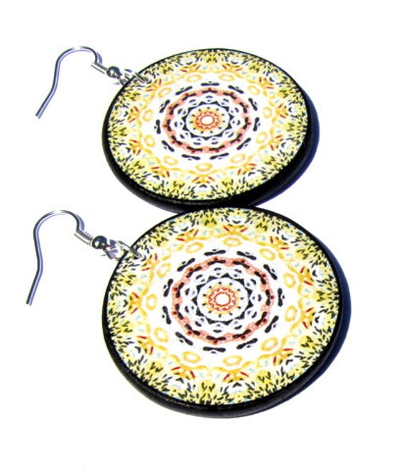Items similar to Musturd yellow earrings, pastel yellow jewelry, round