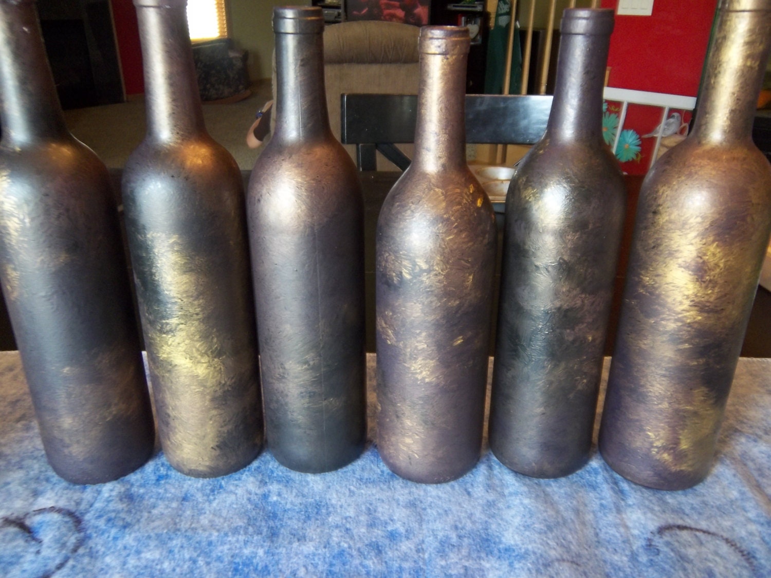 Faux Painted Wine Bottles Vases Centerpieces