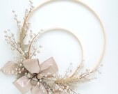 Embroidery Hoop Wreath - Silver Platinum Winter Holiday