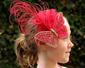 Scarlet Wings red flapper headband, 1920s headband, Gatsby headpiece with butterfly, dance costume, Red feather headpiece, red hair clip Scarlet Wings red flapper headband, 1920s headband, Gatsby headpiece with butterfly, dance costume, Red feather headpiece, red hair clip