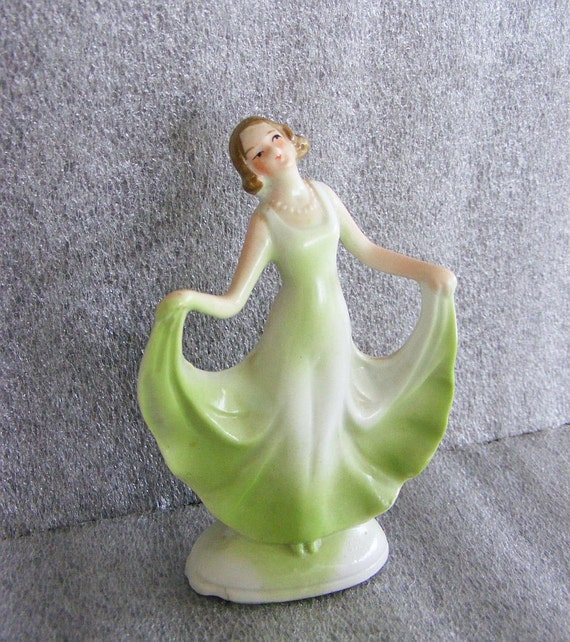 Vintage MINIATURE Dancing Lady Figurine Art Deco GERMAN