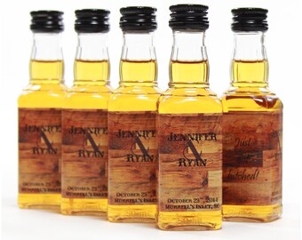 Custom Bottle Label, Jack Daniels Labels, Custom Labels, Wedding Favors, 50 ml, Wedding Favors, Barn Wood, Outdoor Weddings