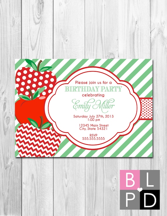 Apple Birthday Party Invitation - DIY - Printable Il_570xn