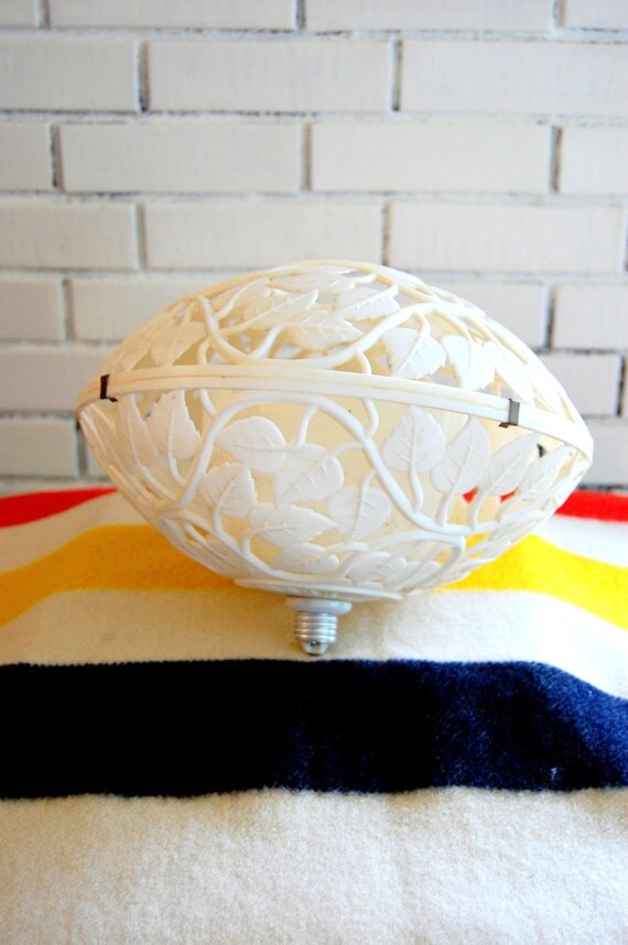 vintage plastic lamp shade leaf design by mainewoodsmercantile