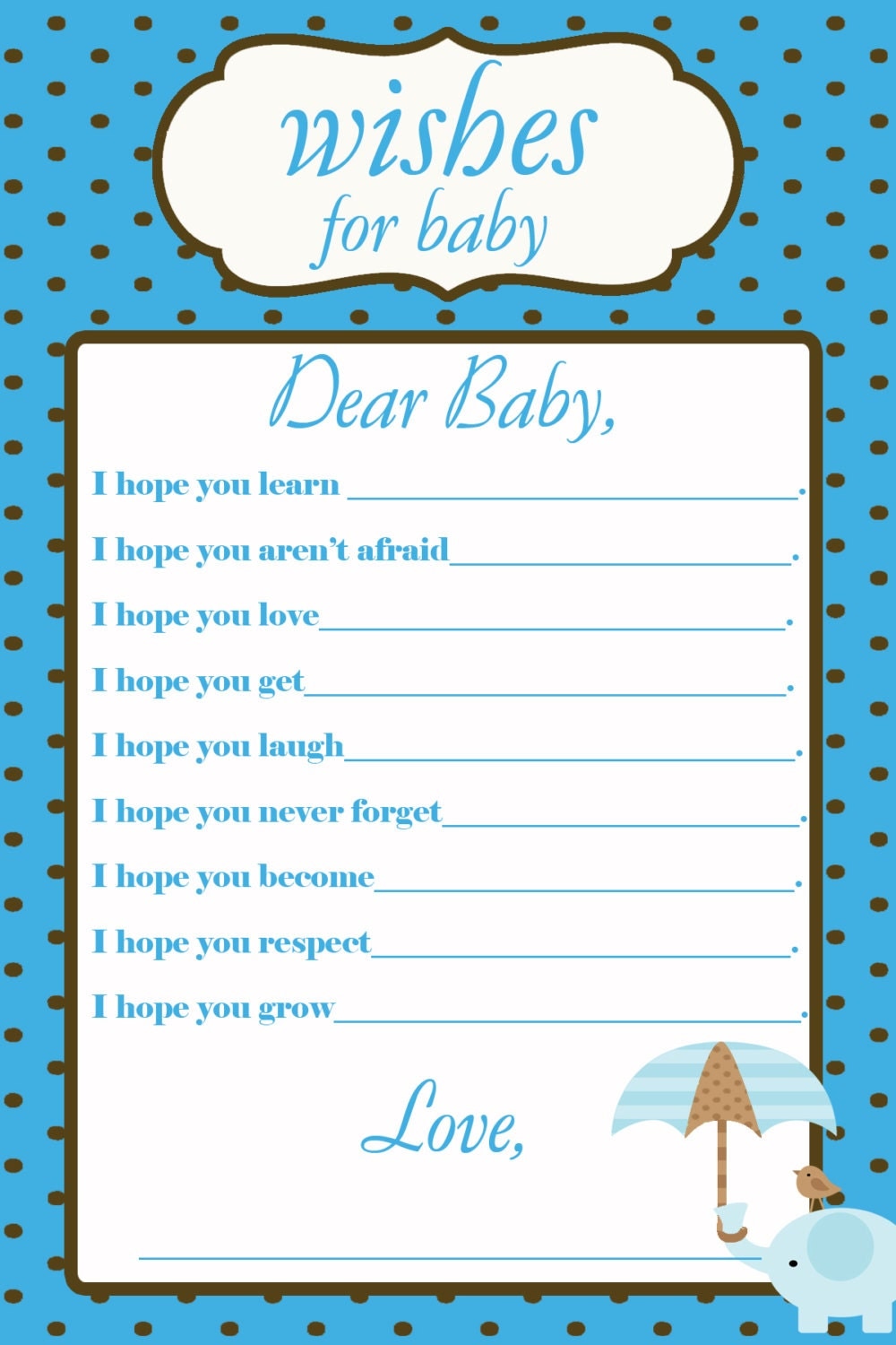 Printable Wishes For Baby Baby Shower